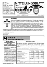 Aus der letzten Gemeinderatssitzung am 20.11.2012 ... - Friedenweiler