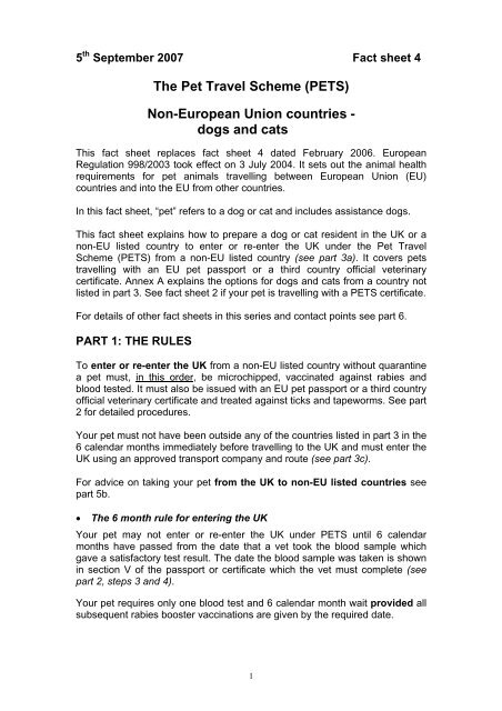pet travel scheme fact sheet Forrest Hill Veterinary Clinic