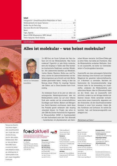 Molekularküche mit neuen Texturen Agir en ... - Foodaktuell.ch