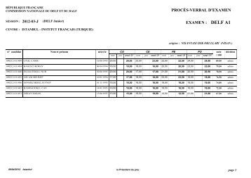 PROCÈS-VERBAL D'EXAMEN EXAMEN : DELF A1
