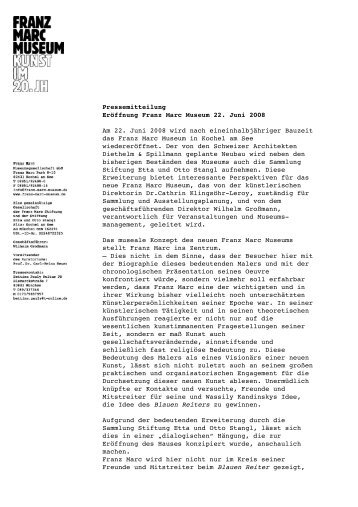 Pressemitteilung Eröffnung Franz Marc Museum 22. Juni 2008 Am ...