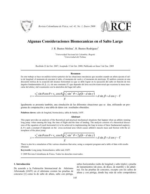 Algunas Consideraciones Biomecanicas en el Salto Largo