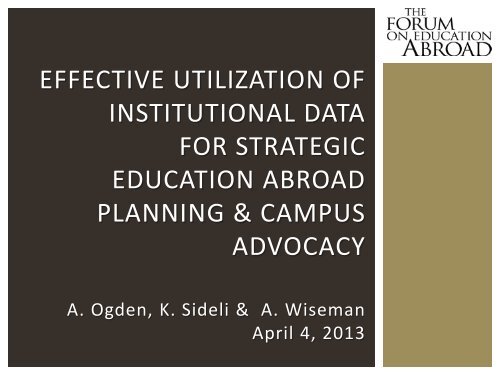 effective utilization of institutional data for strategic education abroad ...