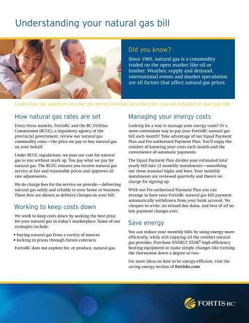 Get comfortable reading your natural gas bill - FortisBC