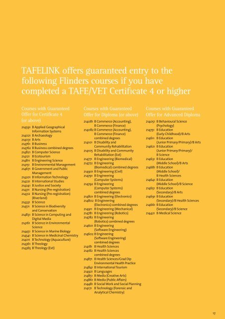 going to university TAFE/VET pathways - Flinders University