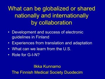 Ilkka Kunnamo - Guidelines International Network