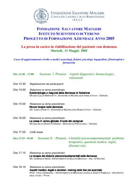 Programma Di Formazione Aziendale 2004 Fondazione Salvatore