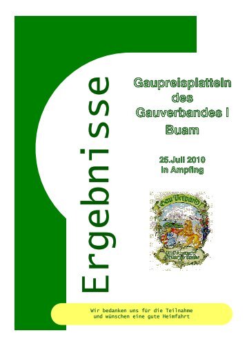 Siegerliste - Gauverband 1