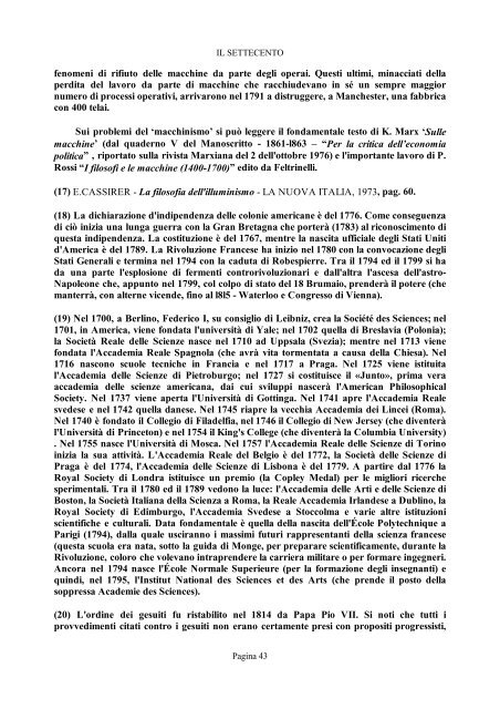 le scienze fisiche nel settecento - fisica/mente