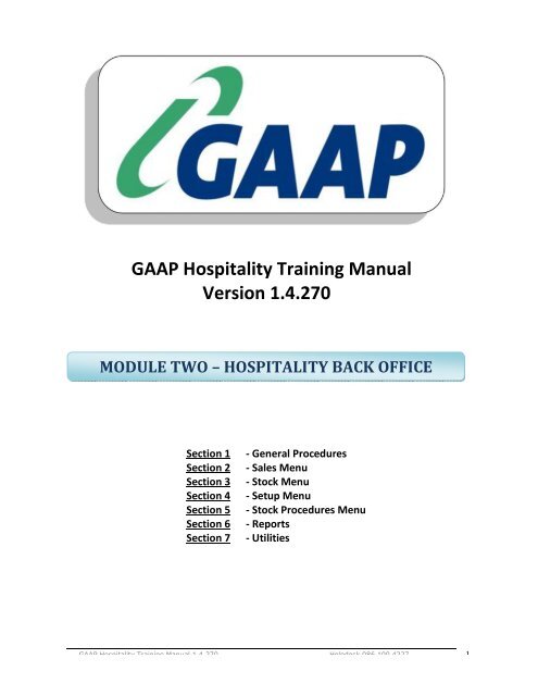 Back Office Training Manual - Module 2 (Hospitality Back Office)