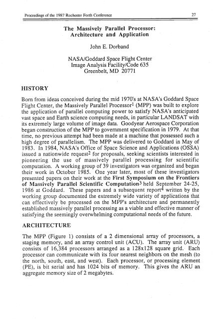 The Massively Parallel Processor: - Forth Interest Group