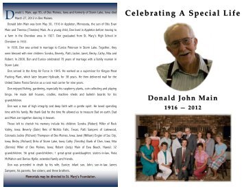 Celebrating A Special Life - Fratzke & Jensen Funeral Home