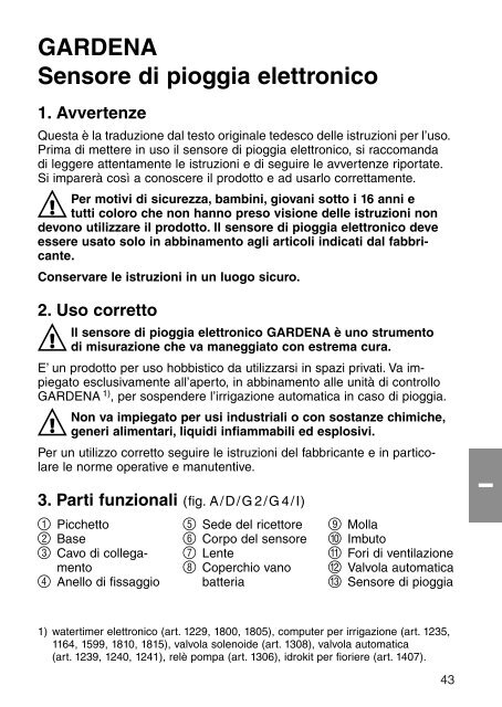 OM, Gardena, Sensore di pioggia elettronico, Art 01189-20, 2007-05