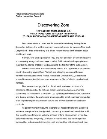 DISCOVERING ZORA - Florida Humanities Council