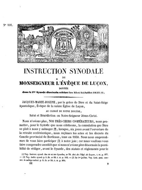 MONSEIGNEUR L'EVEQUE DE LUCON - Archives de Vendée