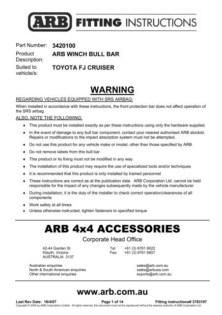 ARB 4x4 ACCESSORIES - Toyota FJ Cruiser Community