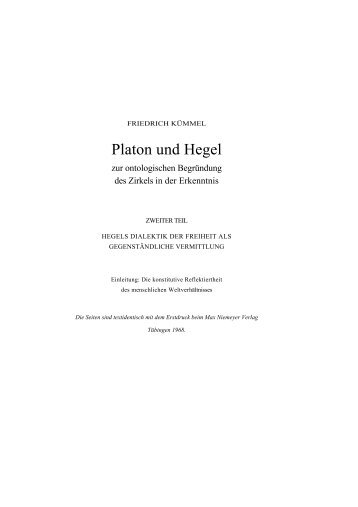 Platon und Hegel - Friedrich Kümmel