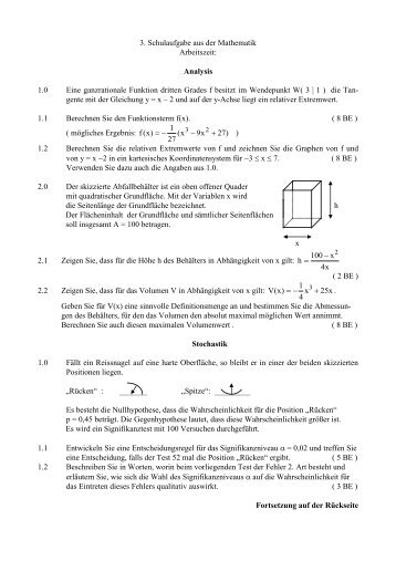 Beispiel einer 3. Schulaufgabe - FOS-Friedberg