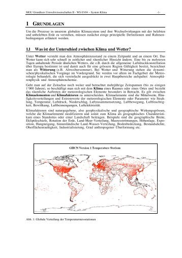 1 GRUNDLAGEN 1.1 Was ist der Unterschied zwischen Klima und ...