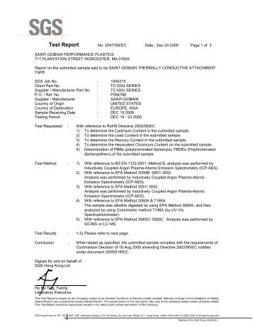 Test Report - Saint-Gobain Performance Plastics Foams