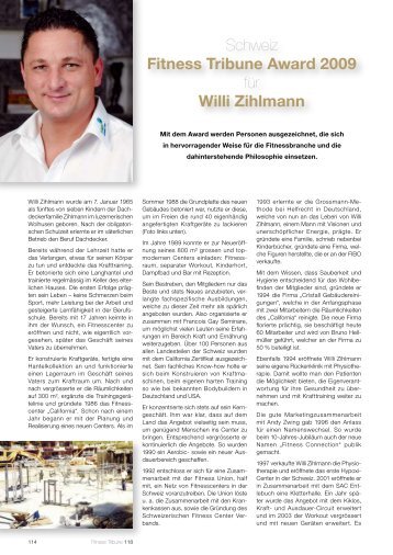 Schweiz Fitness Tribune Award 2009 für Willi Zihlmann