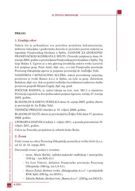 Vjesnik Provincije 4/2011. - Franjevačka provincija Presvetog ...