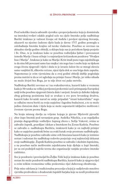 Vjesnik Provincije 4/2011. - Franjevačka provincija Presvetog ...