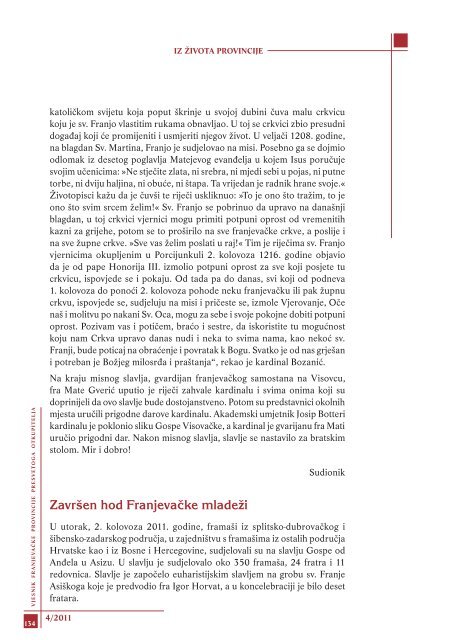 Vjesnik Provincije 4/2011. - Franjevačka provincija Presvetog ...