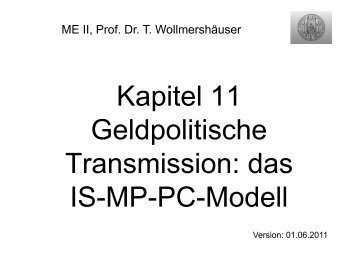 Kapitel 11 Geldpolitische Transmission: das IS-MP-PC-Modell