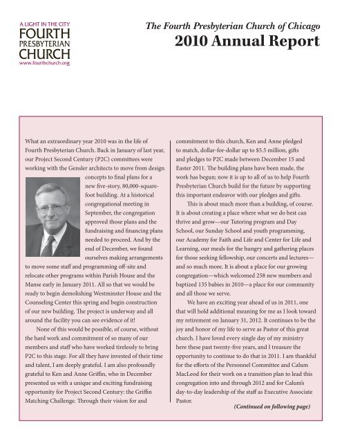 2010 Annual Report - Fourth Presbyterian Church