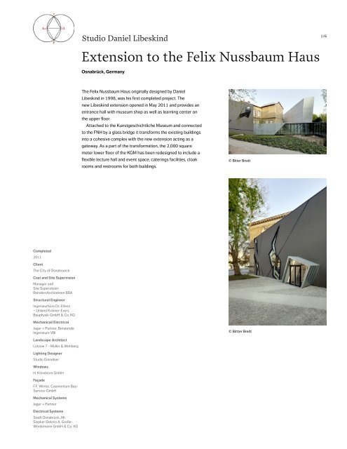 Extension To The Felix Nussbaum Haus Studio Daniel Libeskind