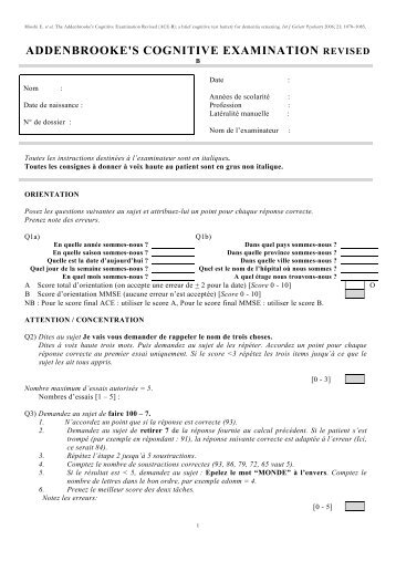 ADDENBROOKE'S COGNITIVE EXAMINATION REVISED