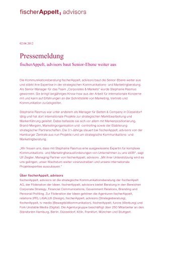 Pressemeldung - fischerAppelt