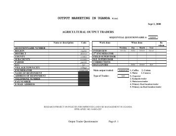 IFPRI Uganda Output traders questionnaire. - Foodnet