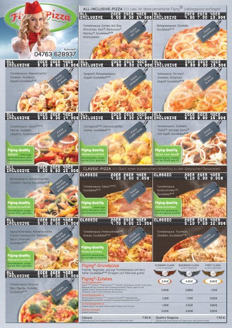 Flying pizza menu outlet