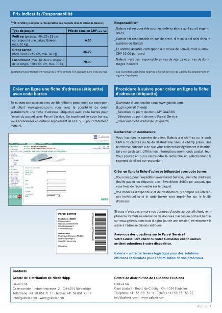 Parcel Service par Galexis - Galexis.com