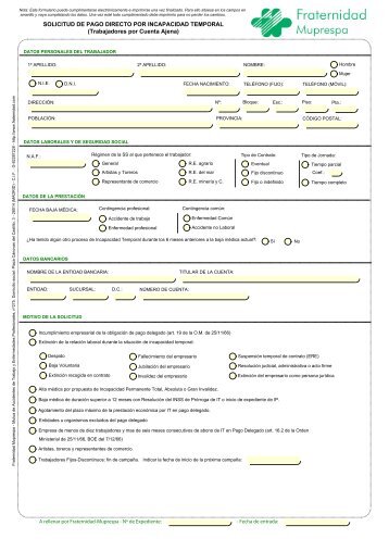 SOLICITUD DE PAGO DIRECTO POR INCAPACIDAD TEMPORAL ...