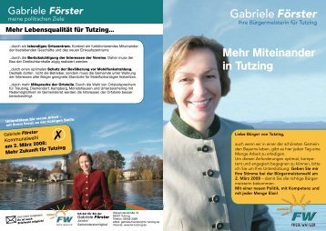 Mehr Miteinander in Tutzing Gabriele Förster - Freie Wähler Bayern