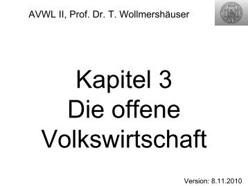 Kapitel 3 Die offene Volkswirtschaft