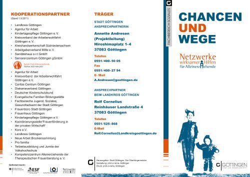 Flyer „Chancen und Wege“ - Frauenbüro - Stadt Göttingen