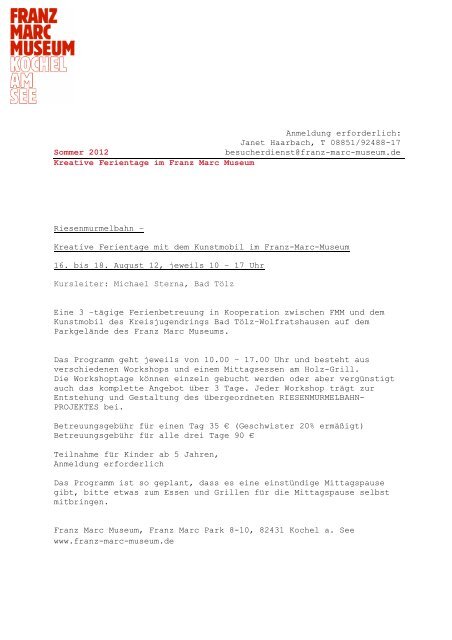Informationen als PDF downloaden - Franz Marc Museum