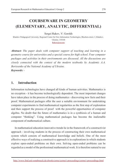 European Research in Mathematics Education I - Fakultät für ...