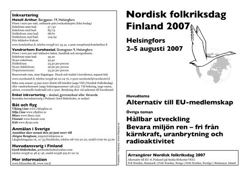 Nordisk folkriksdag Finland 2007 - Frit Norden