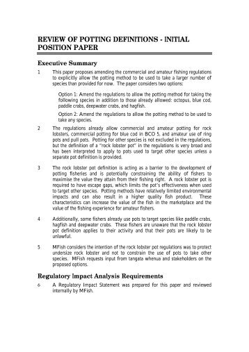 review of potting definitions - Ministry of Fisheries