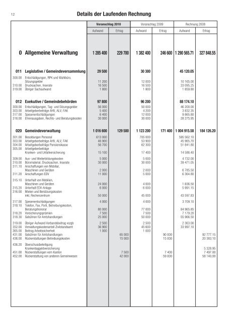 Budget 2010 - Galgenen