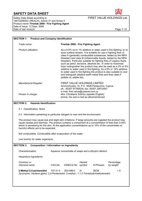 SAFETY DATA SHEET - Flame Guard