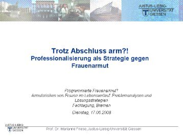 Vortrag von Prof. Dr. Marianne Friese - Bremen