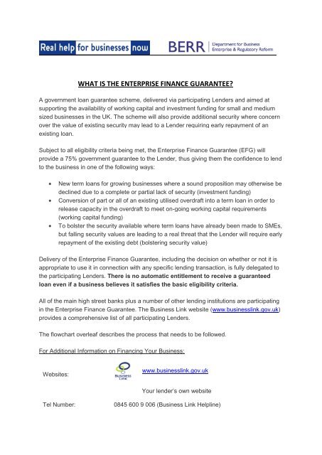 Enterprise Finance Guarantee Business Banking