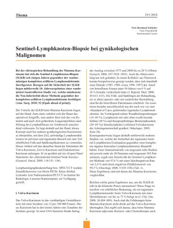 Sentinel-Lymphknoten-Biopsie bei gynäkologischen Malignomen