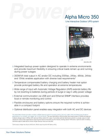 Alpha Micro 350 International Brochure - Fusion Power System